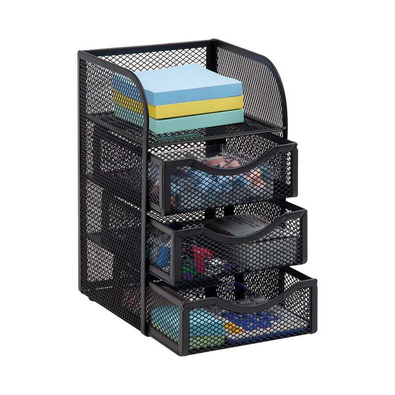 Mind Reader 4-Compartment Metal Desk Organizer, Black (MESHMINI-BLK)