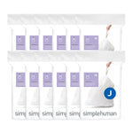 simplehuman Code J 8-12 Gallon Trash Bag, 6.5" x 8.9", Low Density, 1.3 mil, White, 240 Bags/Box (CW0259)
