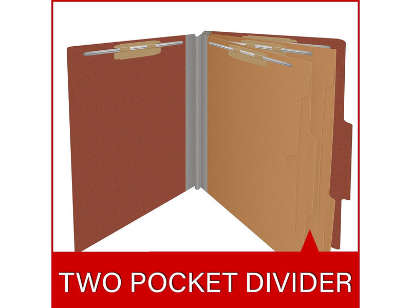 Medical Arts Press Pressboard Classification Folder, 2 Dividers, 2" Expansion, Letter Size, Red, 10/Box (DV-T42-26-3RED-PKT)