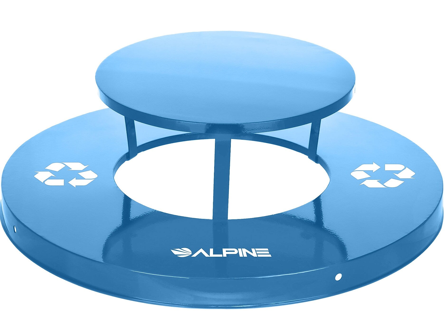 Alpine Industries Metal Commercial Outdoor Rain Bonnet Lid for 38-Gallon Recycling Receptacle, Blue (479-38-A-BLU)