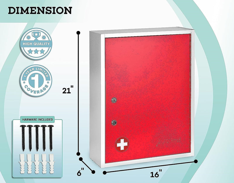 Viva Comfort Steel Medical Storage Cabinet with Dual Key Lock, 1.1 cu. ft., Red (999-04-RED)