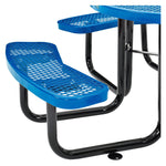 Global Industrial 46" Round Picnic Table, Expanded Metal, Blue (277150BL)