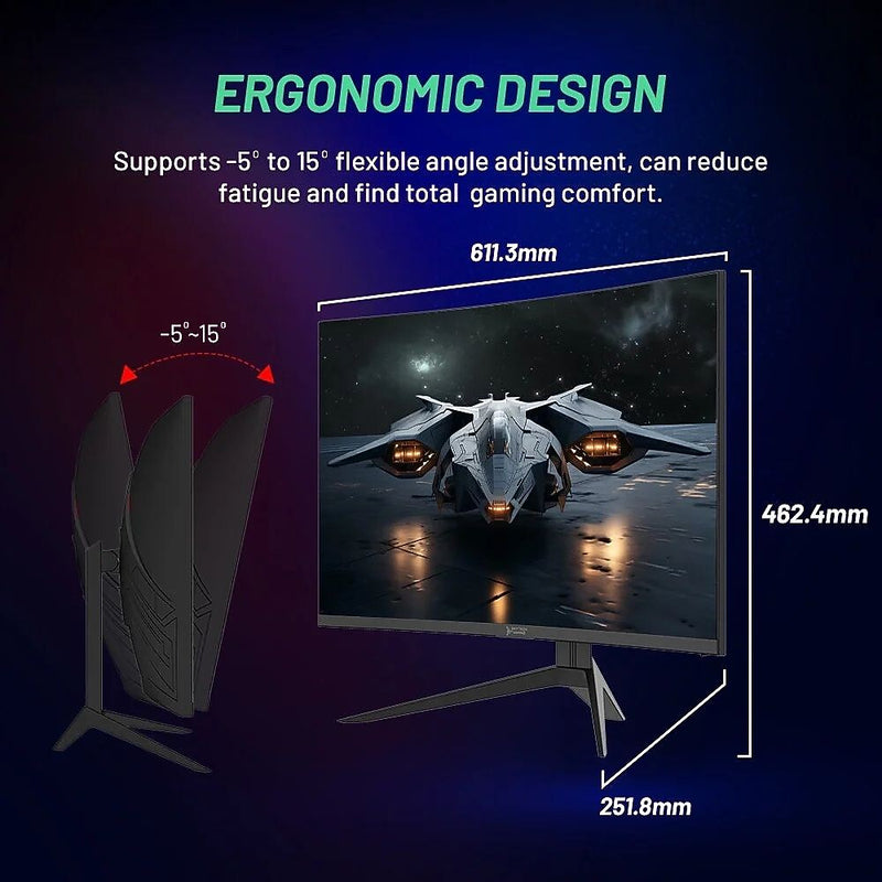 Skytech Moon Shadow 27" Curved 2K 180 Hz Gaming Monitor, Black (MT-MOONSHADOW-0001-B-SK)