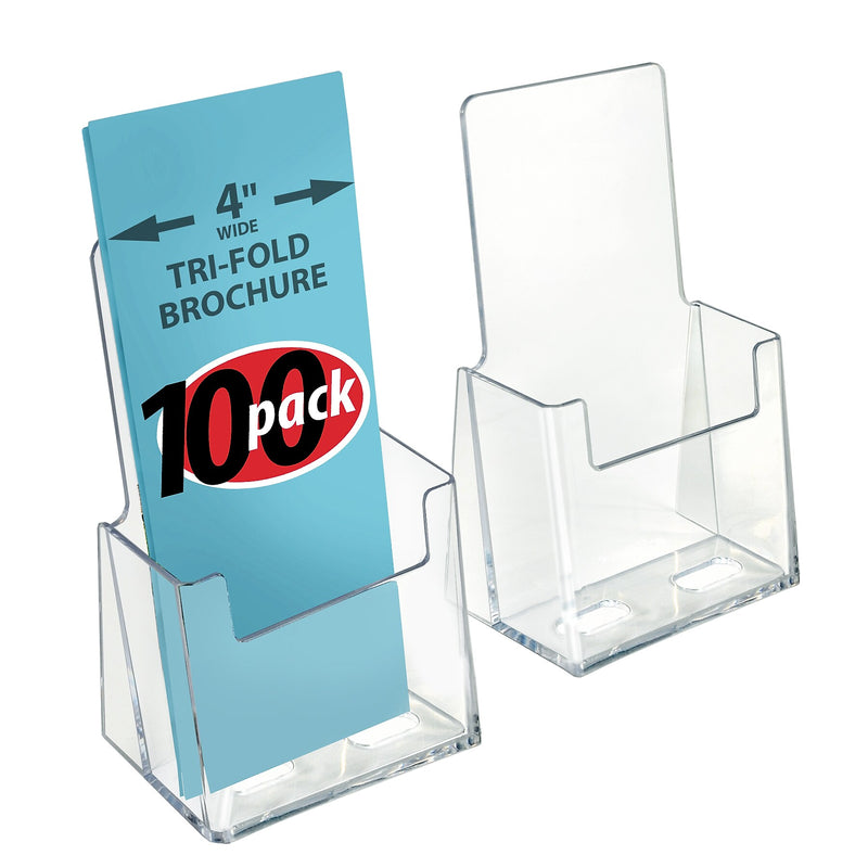 Azar Brochure Holder, 4.125" x 7.25", Vertical, Freestanding, Clear, Acrylic, 100/Pack (252012-100PK)