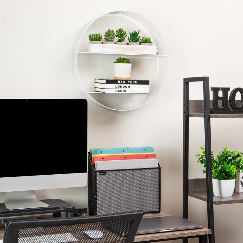 Mind Reader 2 Metal Circular Floating Shelves, 18" x 4" x 18", White (WALLCIR-WHT)
