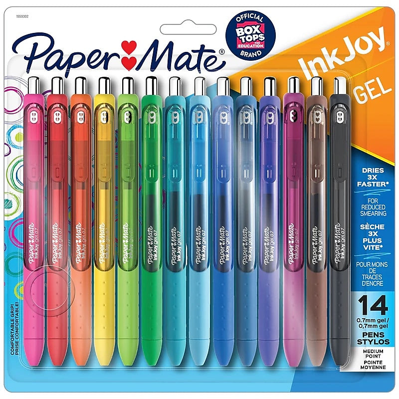 Paper Mate InkJoy Retractable Gel Pen, Medium Point, 0.7mm, Assorted Ink, 14/Pack (PAP1959302)