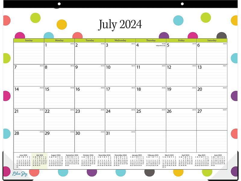 2024-2025 Blue Sky Teacher Dots 22" x 17" Academic Monthly Desk Pad Calendar (105496-A25)