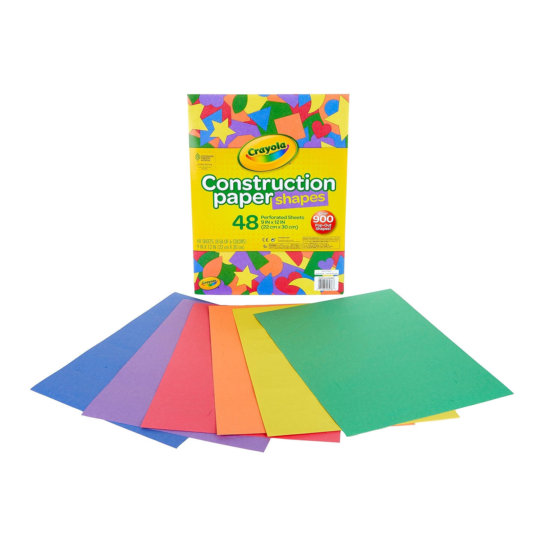 Crayola 9" x 12" Construction Paper, Assorted Colors, 48 Sheets/Pack, 3 Packs/Bundle (BIN990036-3)