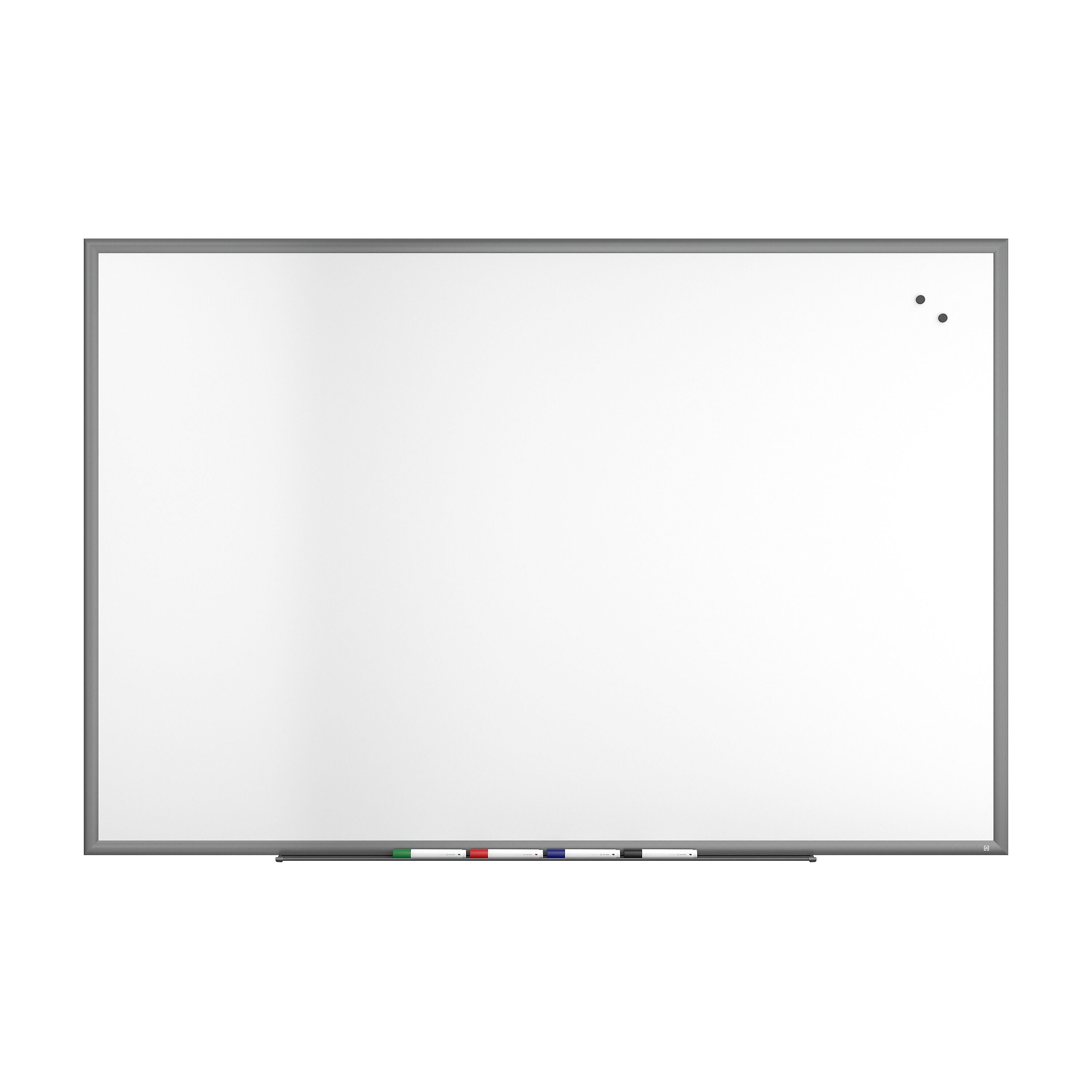 TRU RED™ Magnetic Porcelain Dry Erase Board, Gunmetal Frame, 6' x 4' (TR61187)