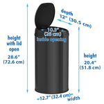 iTouchless Stainless Steel Round Sensor Trash Can with AbsorbX Odor Control System, 8 Gallon, Black (MT08RB)