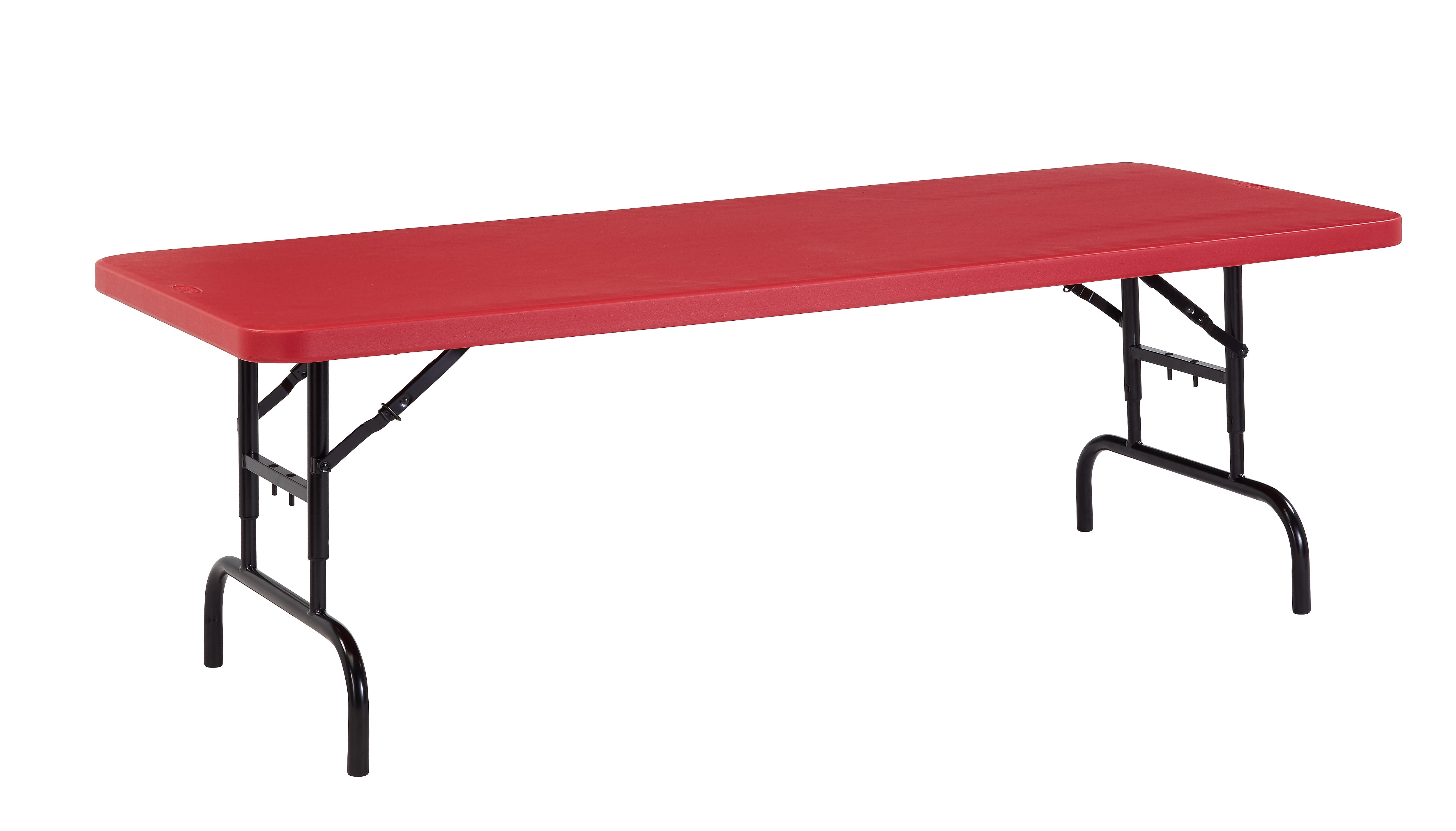 NPS BTA Series 30" x 72" Heavy Duty Height Adjustable Plastic Folding Table, Red (BTA-3072-40)