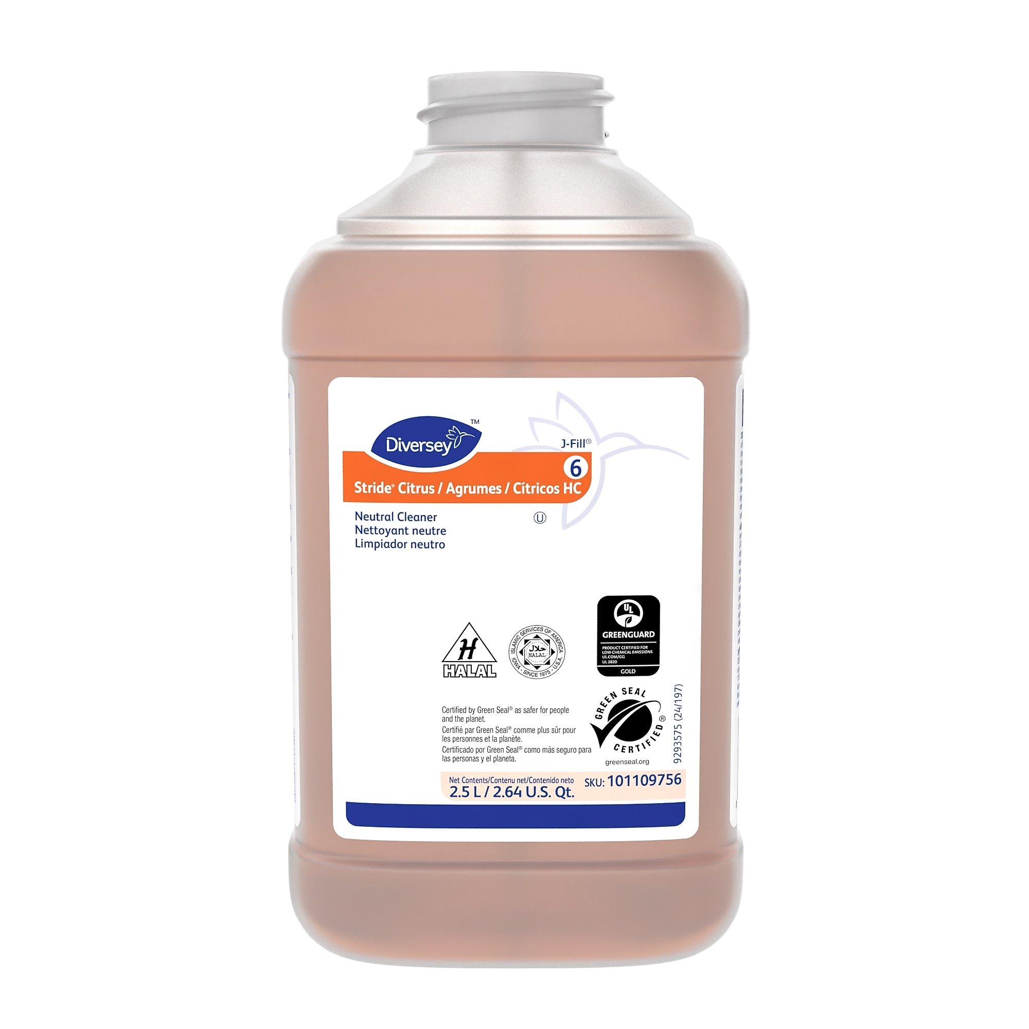 Stride HC Multipurpose Cleaner for Diversey J-Fill Systems, Citrus Scent, 2.5 L, 2/Carton (101109756)
