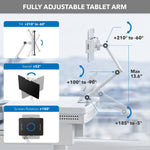 Mount-It! MedHub Mobile Medical Cart Workstation with Tablet Mount and Locking Caster Wheels, White/Grey (MI-16018)