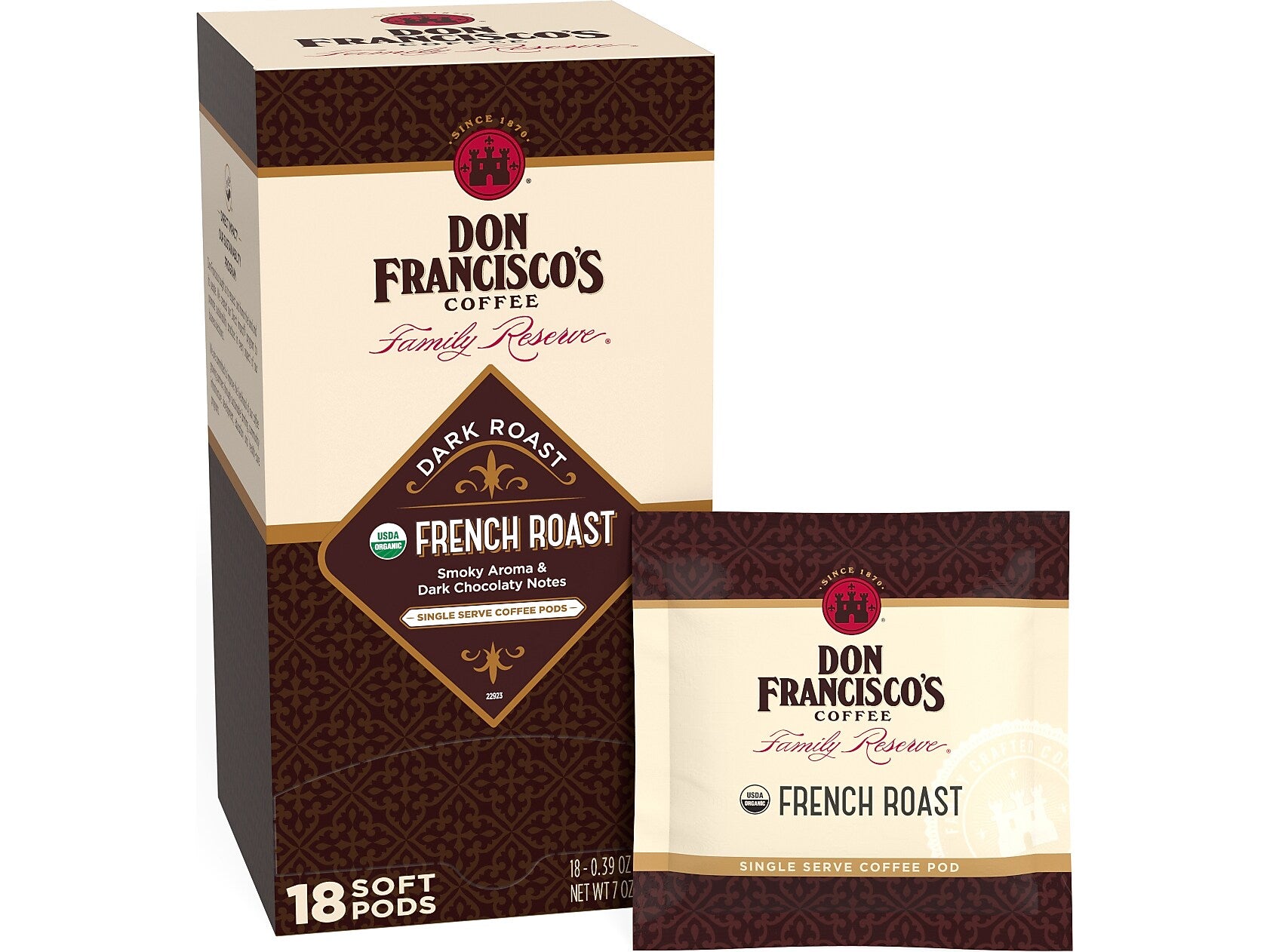 Gavina Don Francisco's French Roast Coffee Soft Pods, Dark Roast, 18/Box (4508)