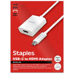 Staples TECH USB-C to HDMI Audio/Video Adapter, Male to Female, White (ST62365)