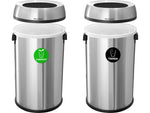Alpine Industries Stainless Steel Compost and Trash Station with Open Lid, 34 Gallon, Silver, 2/Pack (ALP470-65L-CO-T)