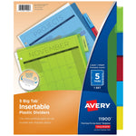 Avery Big Tab Insertable Plastic Divider, 5 Tabs, Multicolor, 1 Set (11900)