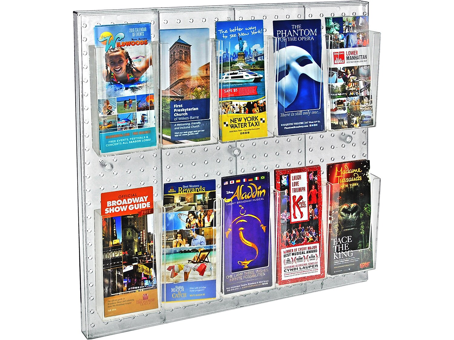 Azar Pegboard 10-Pocket Wall Brochure Holder, 24" x 24", Clear (700680)