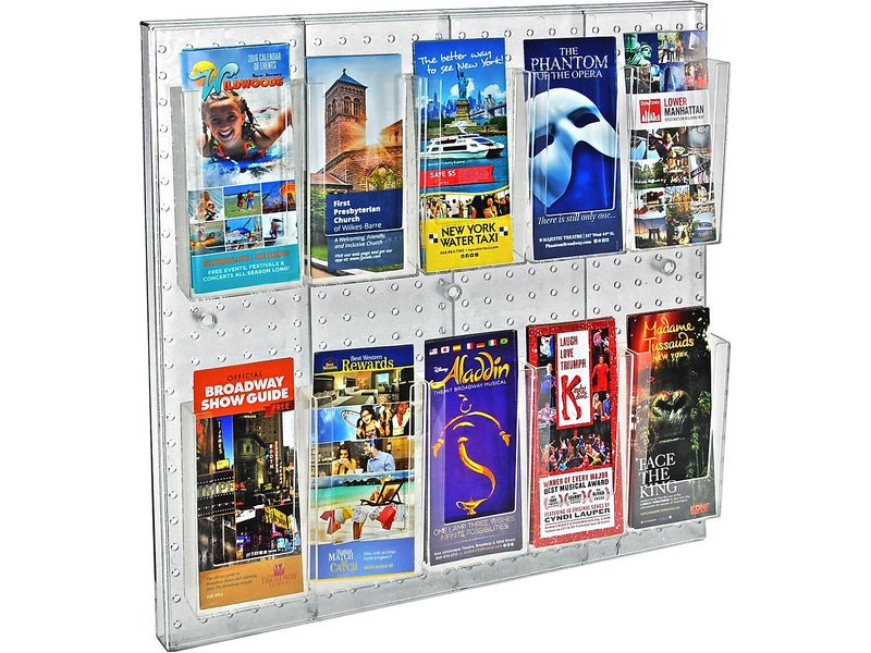 Azar Pegboard 10-Pocket Wall Brochure Holder, 24" x 24", Clear (700680)