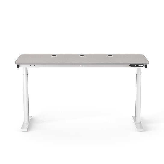 VersaDesk PowerLift 60"W Electric Rectangular Adjustable Standing Desk, Gray/White (PLSDR6030-WG-APP )
