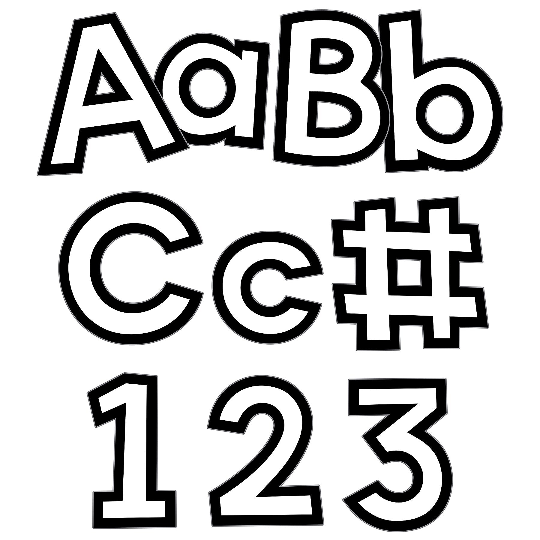 Carson Dellosa 4" Combo Pack EZ Letters and Numbers, White/Black, 219/Pack, 3 Packs/Bundle (CD-130100-3)
