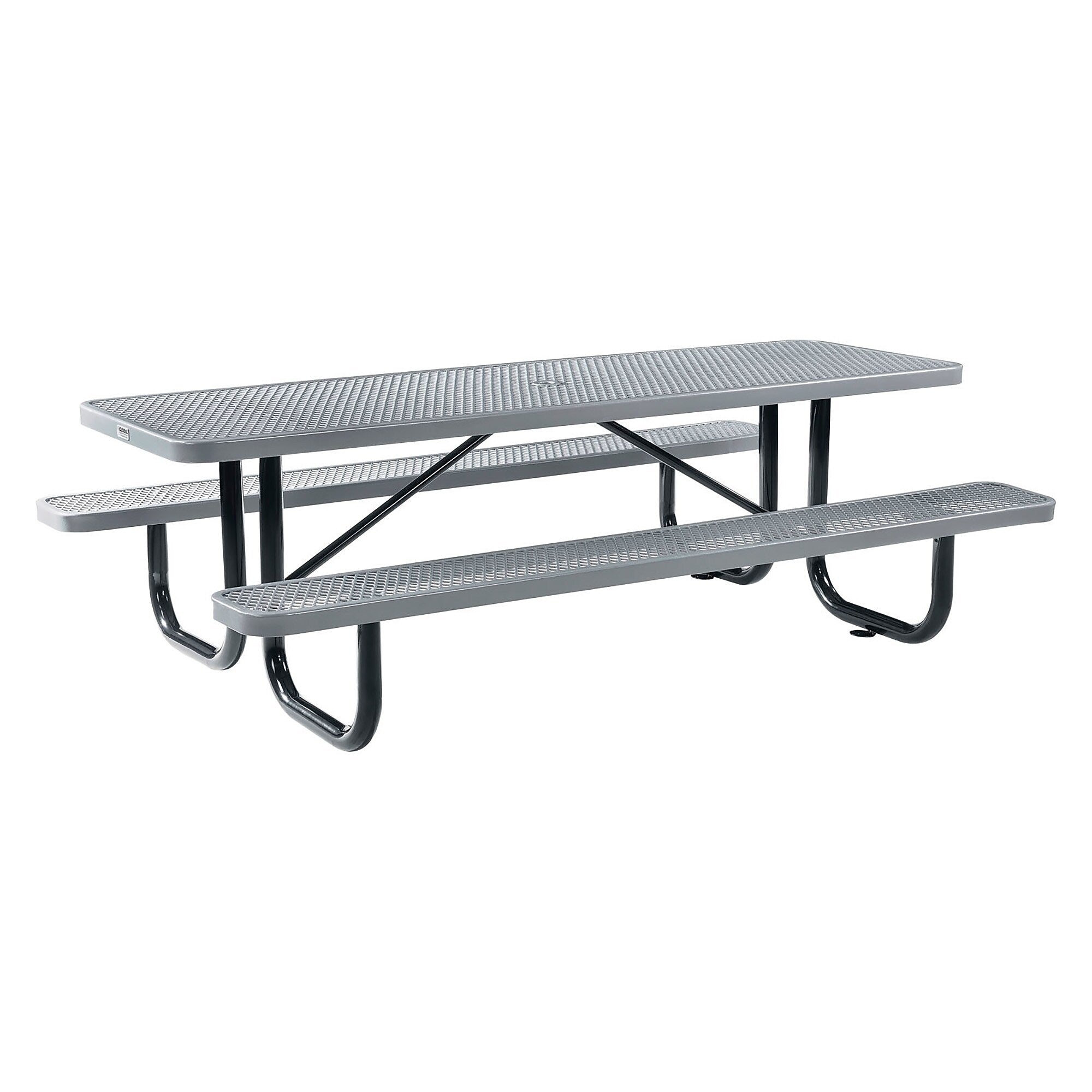 Global Industrial 8' Rectangular Picnic Table, Expanded Metal, Gray (277153GY)