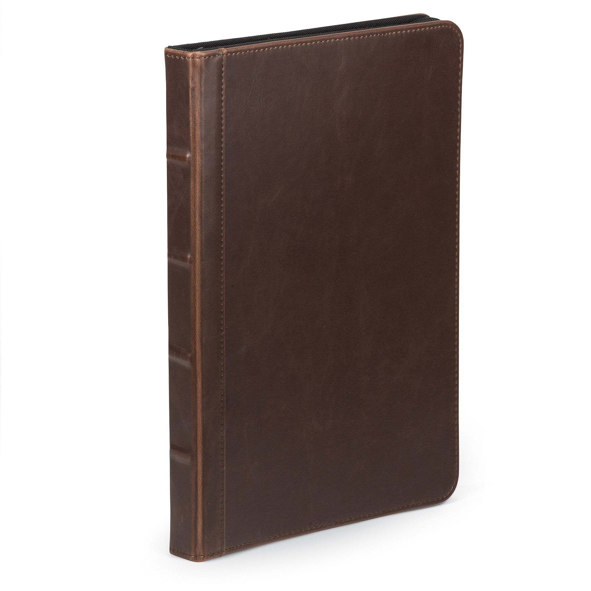 Samsill Vintage Plastic Padfolio with Zipper Closure, Dark Brown (SAM70836)