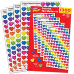 Trend Enterprises Colorful Sparkle Hearts Value Pack, Multicolored, 1300/Pack, 2/Packs/Bundle (T-46936-2)