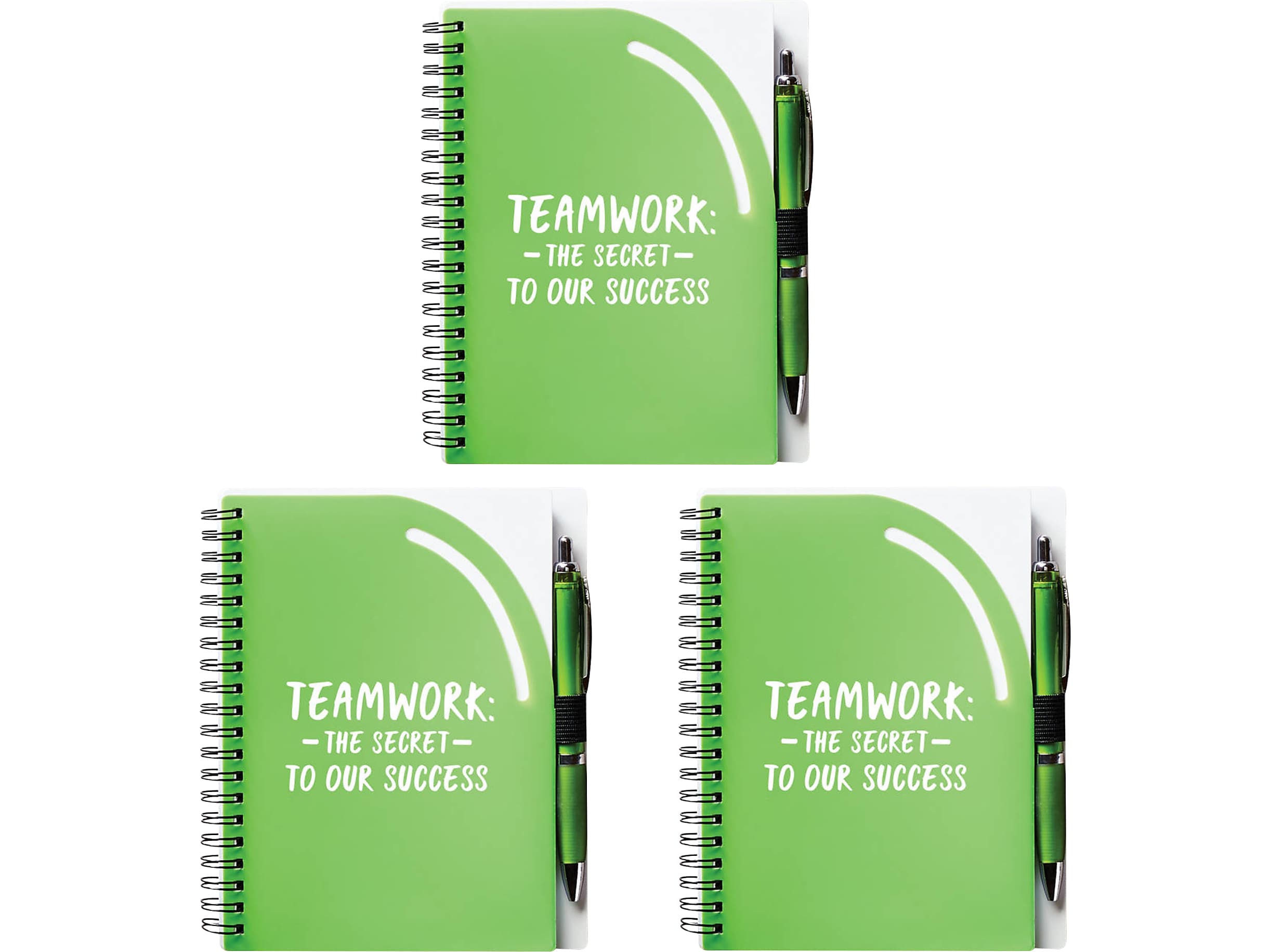 Baudville Color Pop Value Pocket Journal with Pen, 5.75" x 7", Wide-Ruled, Green/White, 70 Pages, 3/Pack (1393637P331)