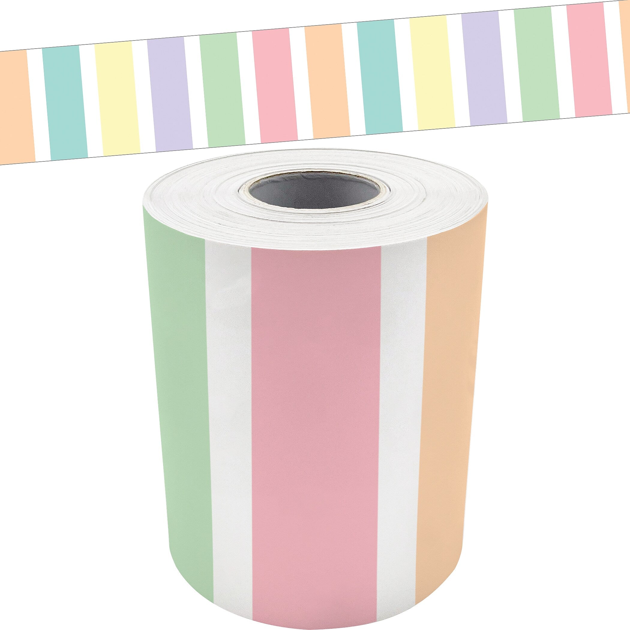 Teacher Created Resources Pastel Pop Stripes Straight Rolled Border Trim, 3" x 50', 3/Bundle (TCR9156-3)