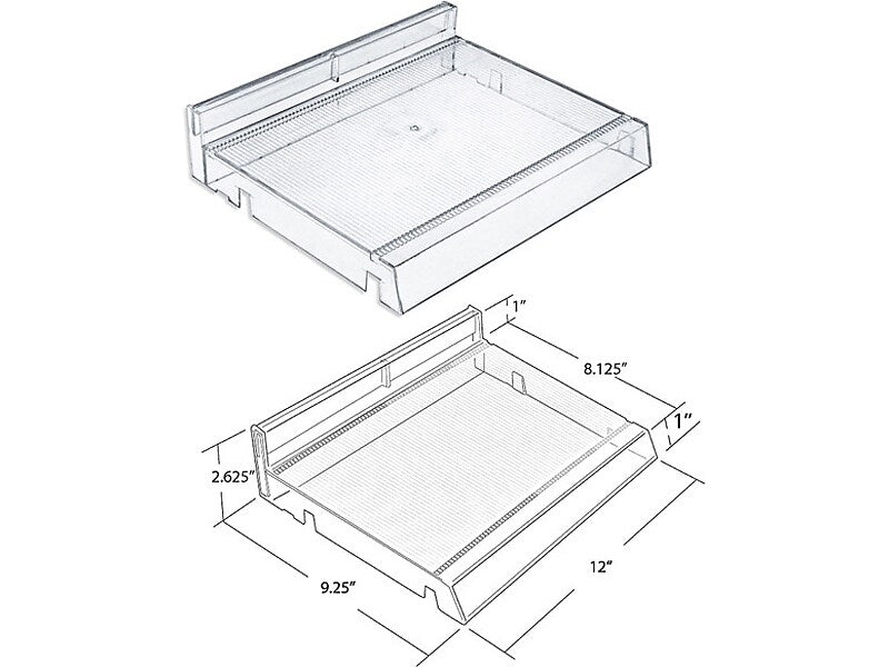 Azar 2.63" x 12" Pegboard 5-Compartment Cosmetic Tray, Clear, 2/Pack (225830-SHORT-CLR-2PK)