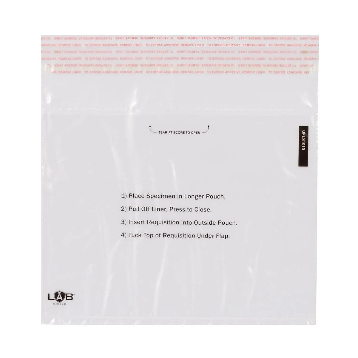 Unprinted Clear Specimen Bags, adhesive closure