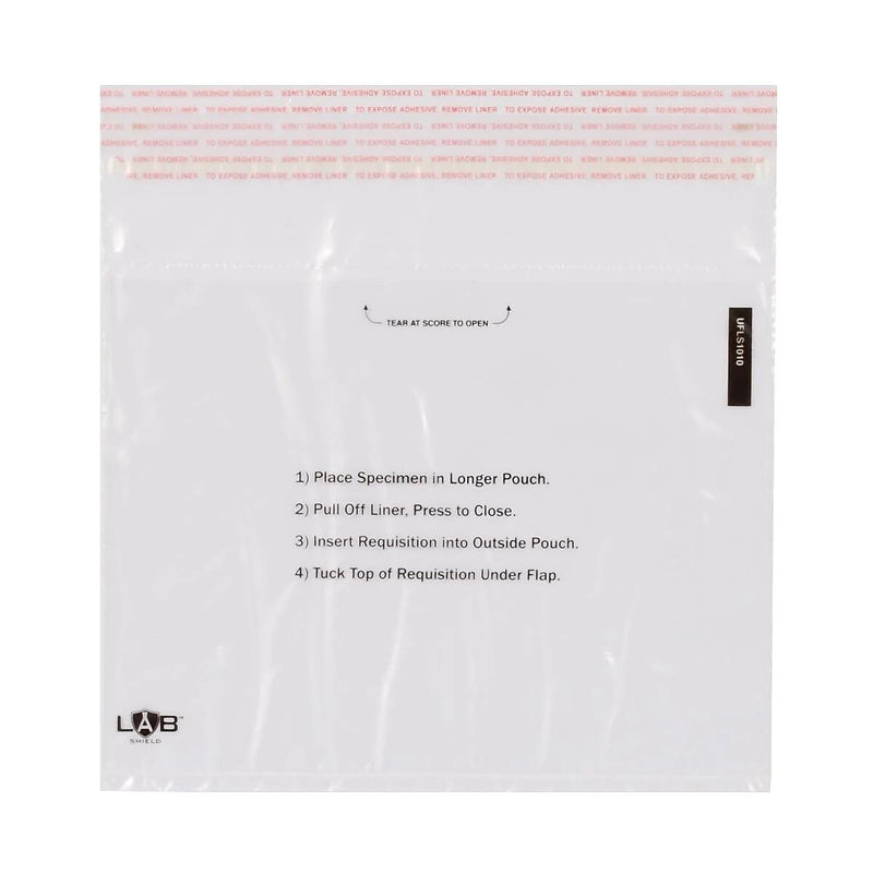 Unprinted Clear Specimen Bags, adhesive closure