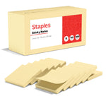 Staples Recycled Sticky Notes, 3" x 3", Sunshine Collection, 100 Sheets/Pad, 12 Pads/Pack (S33YR12/52564)