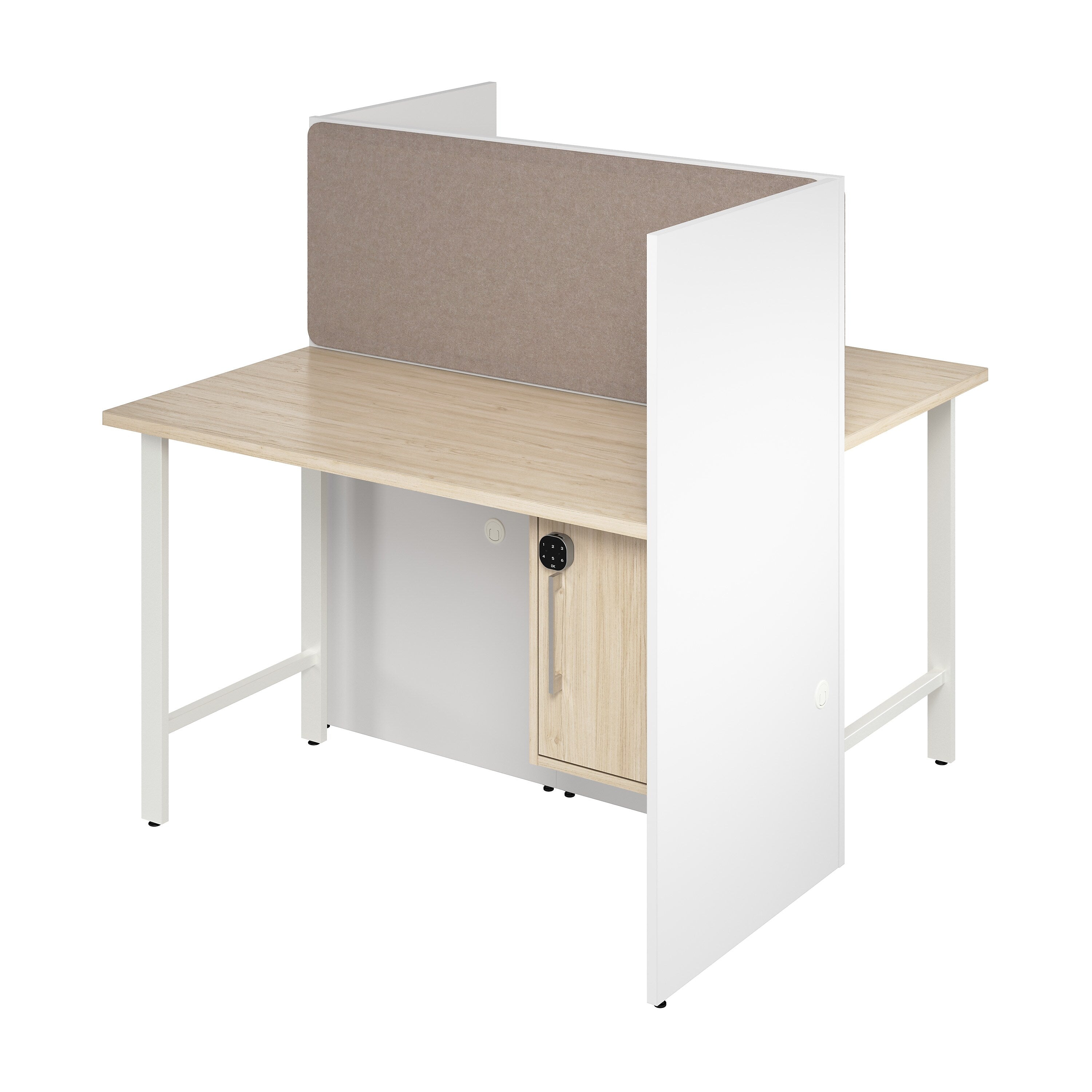 Bush Business Furniture Hustle 48"W 2 Person Back to Back Cubicle Panel Workstation, White/Natural Elm (HUS020WHNE)
