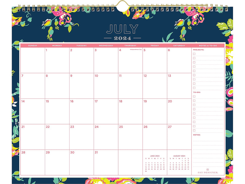 2024-2025 Blue Sky Day Designer Peyton Navy 15" x 12" Academic Monthly Wall Calendar (107934-A25)