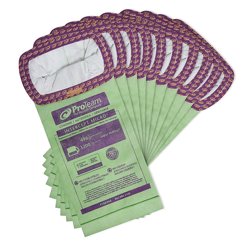 ProTeam Vacuum Filters, Green, 10/Pack (106960)