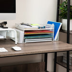 Mind Reader Metal Desktop Organizer Letter Tray, 16.75"L x 9.15"W x 6"H, White (4TSIDE2-WHT)