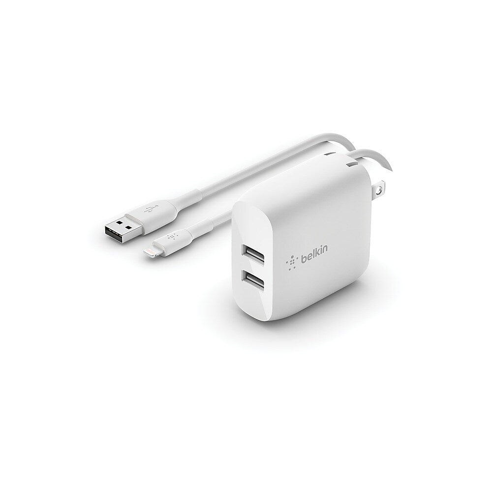 Belkin BOOST CHARGE USB-A Wall Charger with Cable, 24W, White (WCD001DQ1MWH)