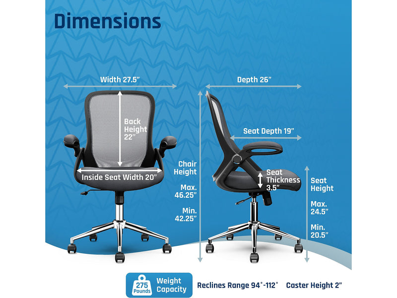 Click365 Ergonomic Fabric/Mesh Swivel Task Chair, Gray (CCHR10003B)