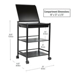 Mind Reader 3-Tier Metal Cart with Covered Compartment, Black (LGCART3T-BLK)
