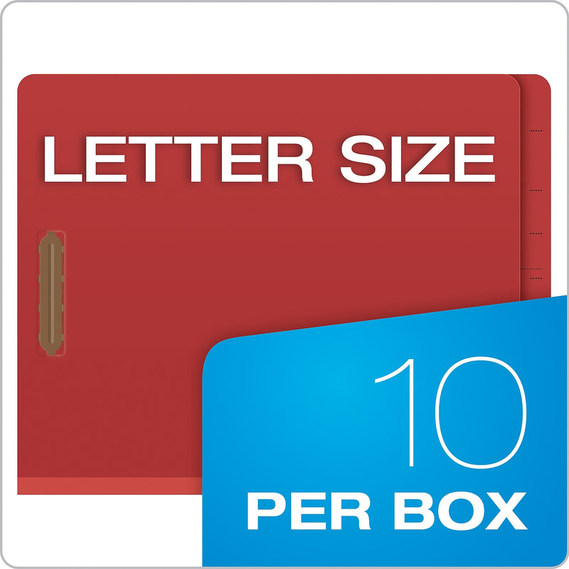 Pendaflex Heavy Duty Pressboard Classification Folder, 2-Dividers, 2 1/2" Expansion, Letter Size, Red, 10/Box (H1250R)