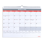 2026 Staples 15" x 12" Monthly Wall Calendar, White/Red/Gray (ST52080-26)