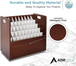 AdirOffice 50-Slot Mobile Roll File, 28.5"H x 30"W x 15.75"D, Mahogany (626-MA-KIT1)