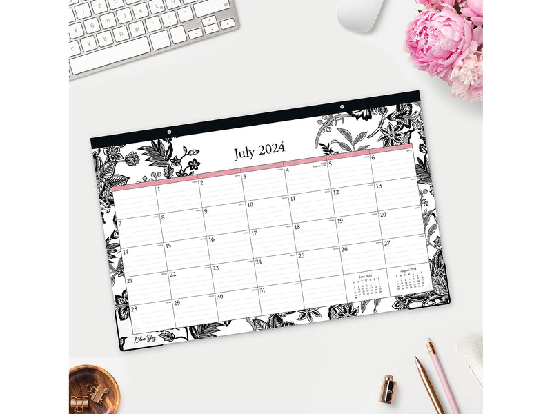 2024-2025 Blue Sky Analeis 17" x 11" Academic Monthly Desk Pad Calendar, Black/White (130617-A25)