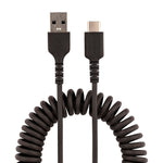 StarTech.com 1.6ft USB-A to USB-C Heavy Duty Coiled Cable, Male to Male, Charge/Sync, Black (R2ACC-50C-USB-CABLE)