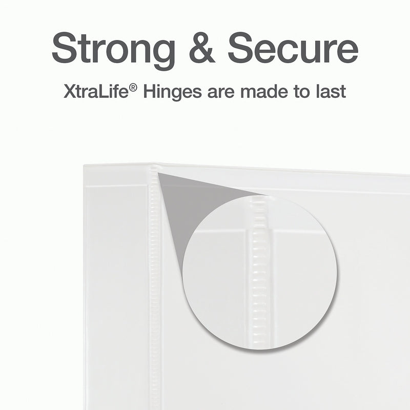 Cardinal XtraLife Heavy Duty 1 1/2" 3-Ring View Binders, D-Ring, White (26310)