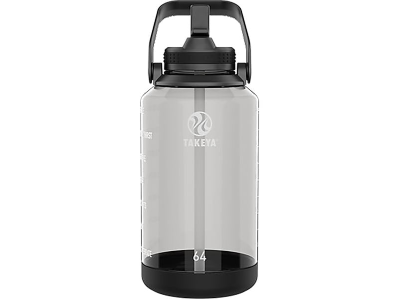 Takeya Tritan Motivational Plastic Water Bottle, 64 oz., Stormy Black (54145)