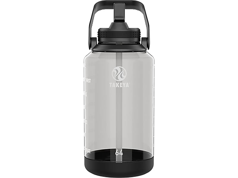 Takeya Tritan Motivational Plastic Water Bottle, 64 oz., Stormy Black (54145)