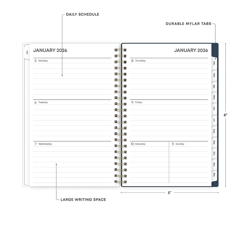 2026 Blue Sky Ashlyn 5" x 8" Calendar Year Weekly & Monthly Planner, Plastic Cover, Multicolored (143958-26)